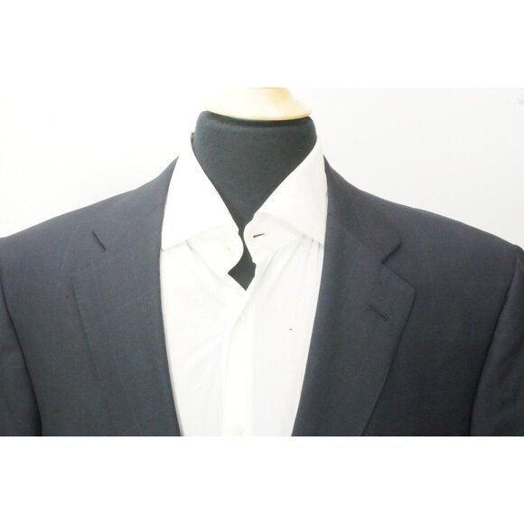 Sartoria Partenopea Napoli Blue Windowpane Plaid 100% Wool Sport Coat Jacket 50L - Picture 2 of 8